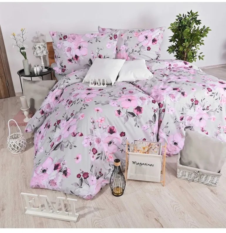 Obliečky bavlnené Nelly sivé EMI, Predĺžený set jednolôžko obsahuje 1x 140x220 + 1x 70x90