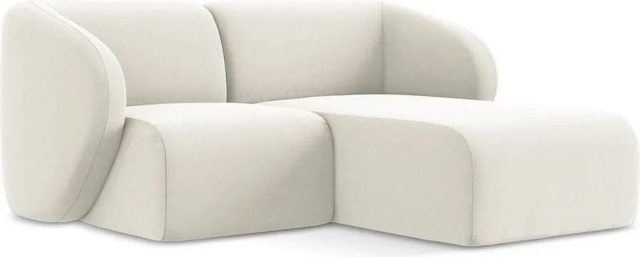 Béžová zamatová rohová pohovka (pravý roh/s leňoškou) Lani – Makamii