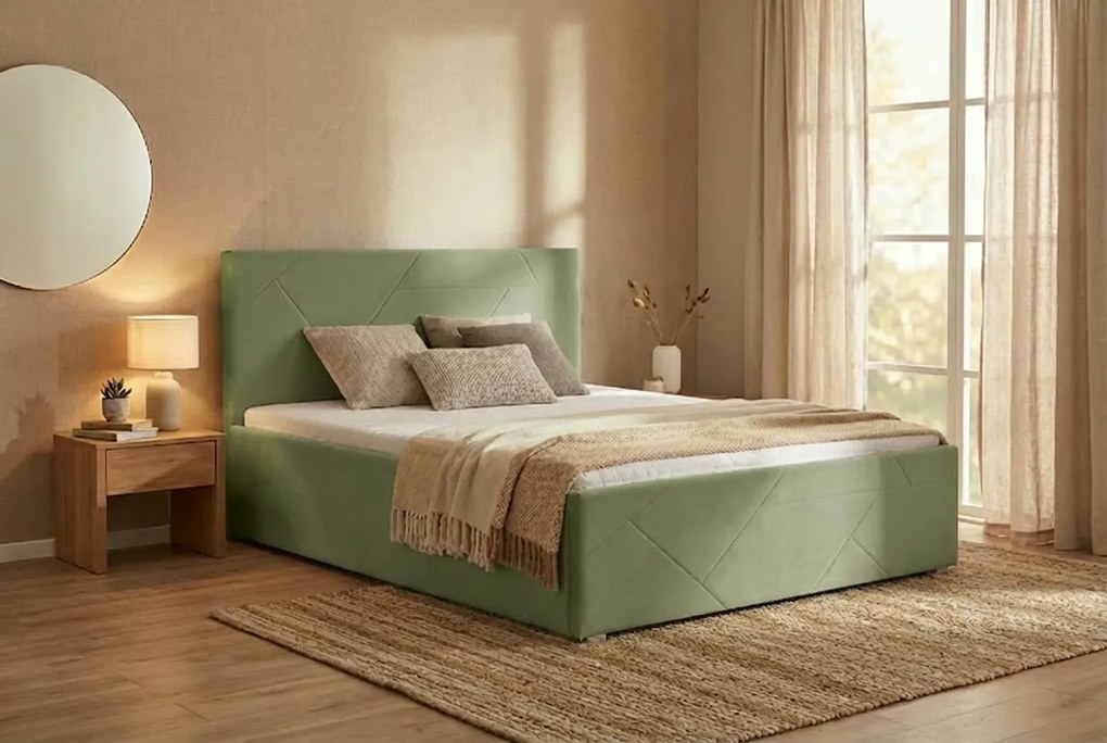 Postel TONY 160x200 cm Zelená S matracom