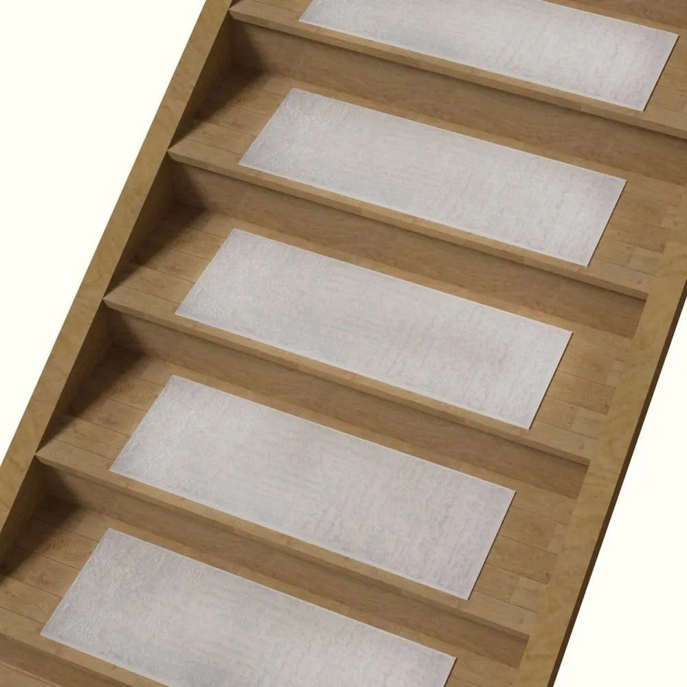 Krémovobiele bavlnené nášľapy na schody v súprave 16 ks 25x65 cm Milano Beyaz – Vitaus