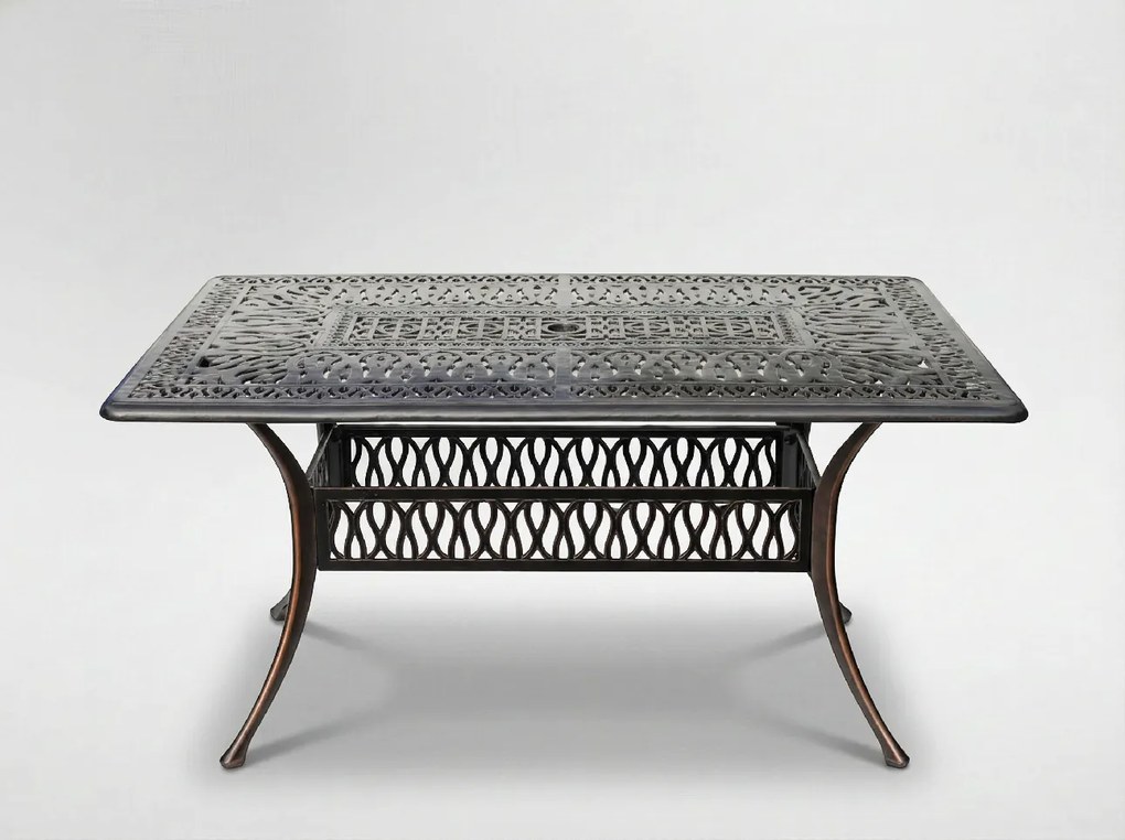 Garden Line Hliníkový stôl „HASTINGS“ v antickom bronzovom prevedení 150 x 90 x 73 cm *4089