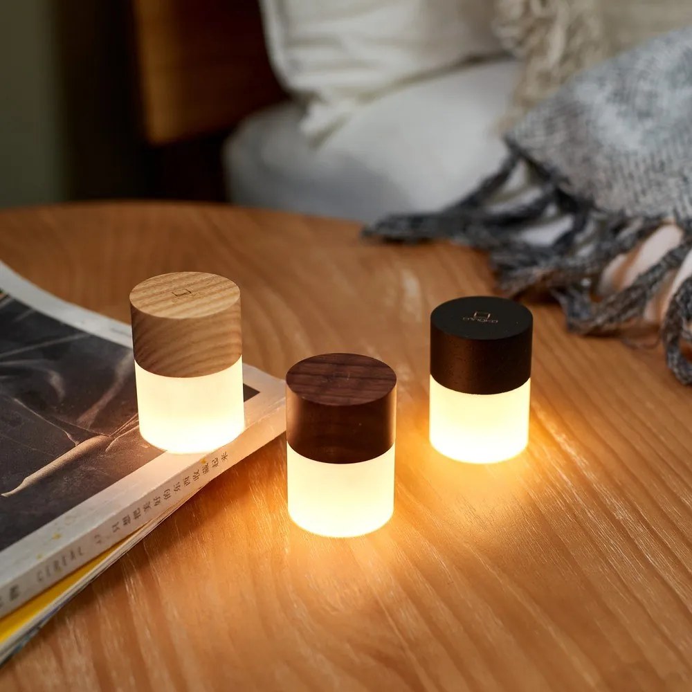 LED stolová lampa so stmievačom v prírodnej farbe so skleneným tienidlom (výška 6 cm) Lemelia – Gingko