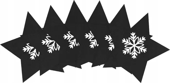 Vianočný obal na príbory - 6 ks - čierne - hviezdička a vločka