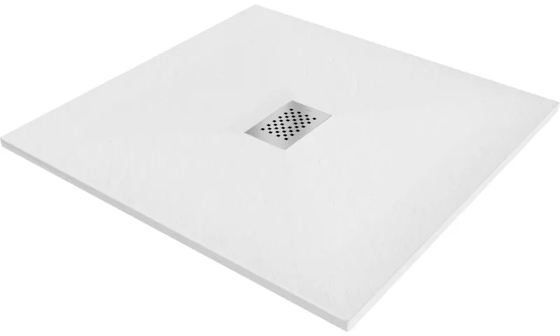 Mexen Hugo, štvorcová sprchová vanička SMC 100 x 100 cm, biela, oceľová krytka, 42101010-X