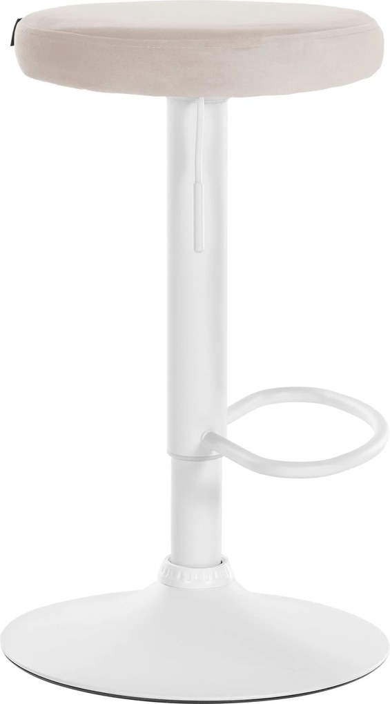 Barová stolička Ponte - zamat, biely rám - Krémová