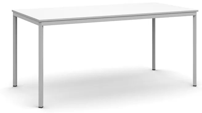 Jedálenský stôl, 1600 x 800 mm, sivá podnož, biela