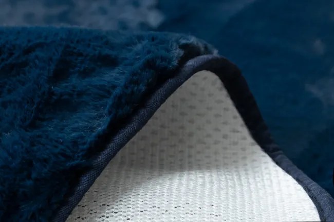 Protišmykový koberec POSH kruh Shaggy navy granát, plyš