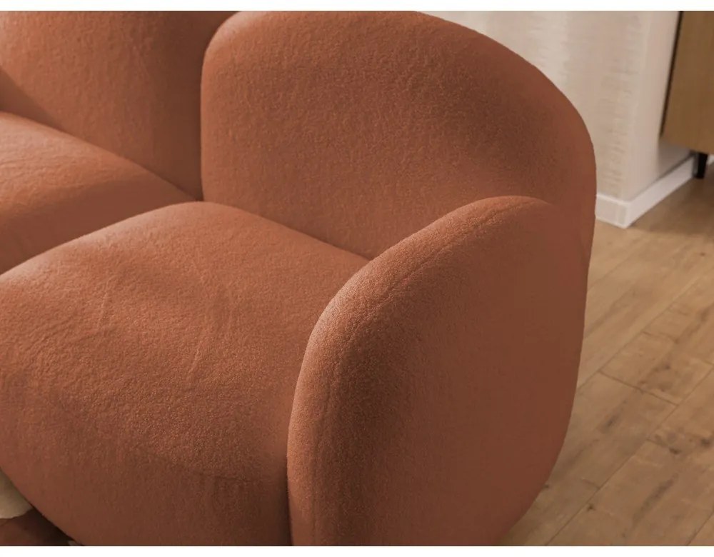 Terakotová rohová pohovka z textílie buklé (ľavý roh/s leňoškou) Orbit – Ropez