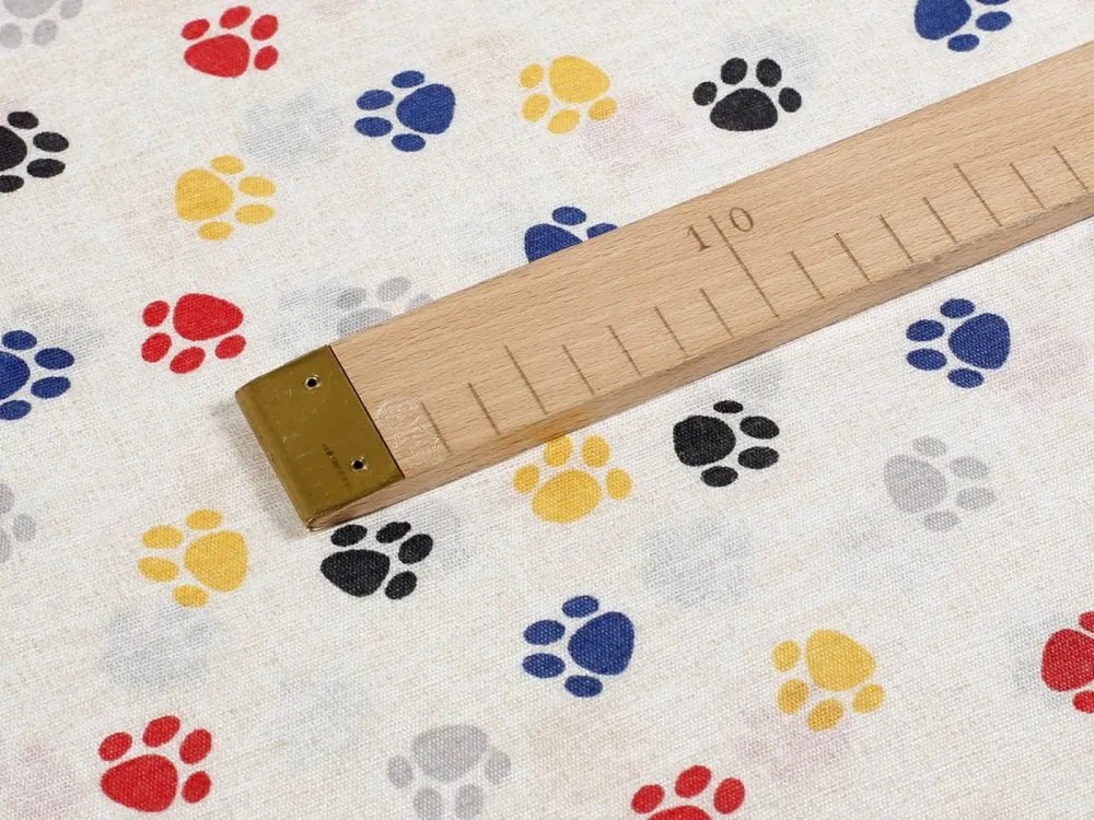Biante Detská dekoračná obliečka na vankúš Leona LN-012 Farebné labky na krémovom 70 x 90 cm