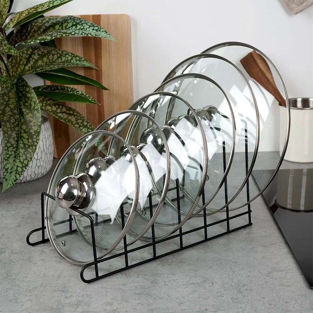 VILDE Držiak, stojan na pokrievky do zásuvky - 6 pozícií, viac veľkostí, čierny