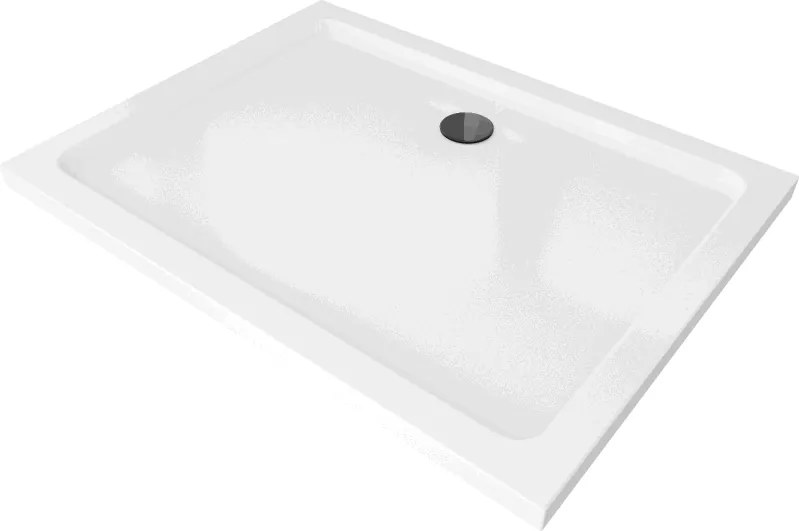 Mexen Flat obdĺžnikový slim sprchový kút 130 x 90 cm, biely, sifón čierny - 40109013B