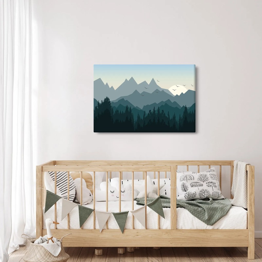 Obraz - Hory pohľadom grafika (90x60 cm)