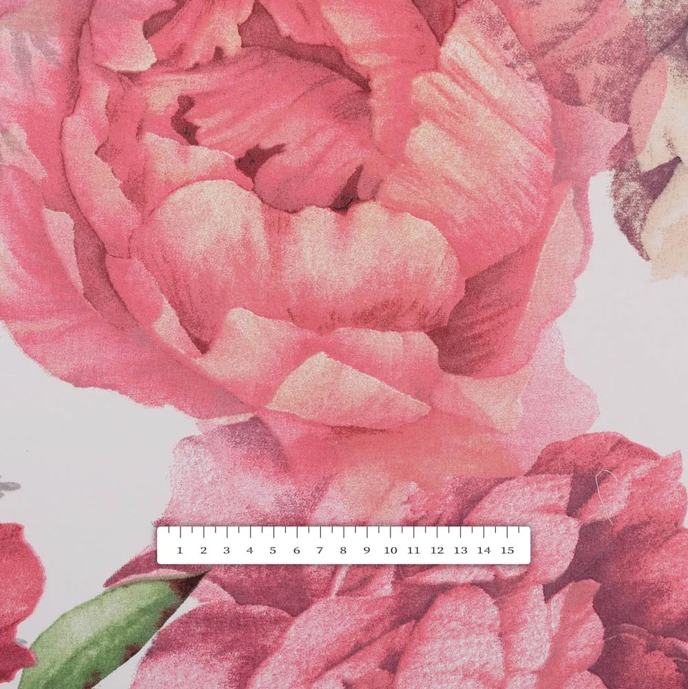 Biante Bavlnený okrúhly obrus Sandra SA-746 Veľké ružovo-béžové pivonky na bielom Ø 80 cm