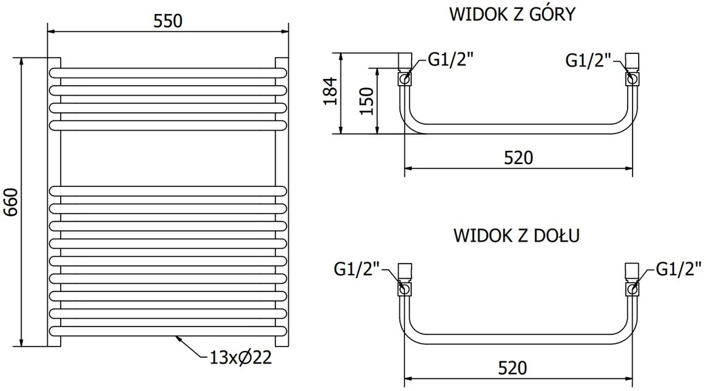 Mexen Apollo, vykurovacie teleso 660 x 550 mm, 384 W, biela, W117-0660-550-00-20