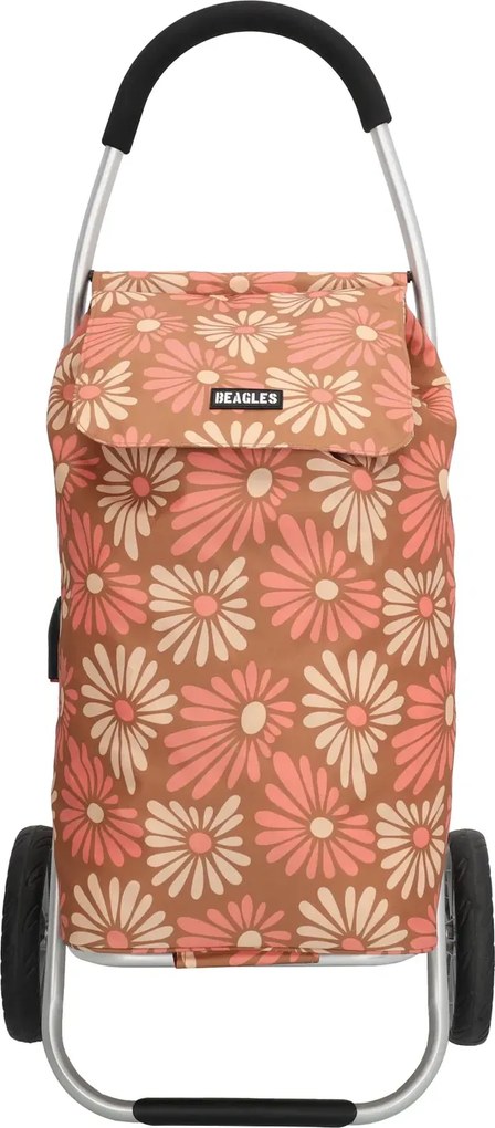 Beagles Hnedý kvetovaný nákupný vozík na kolieskach “Aluman“