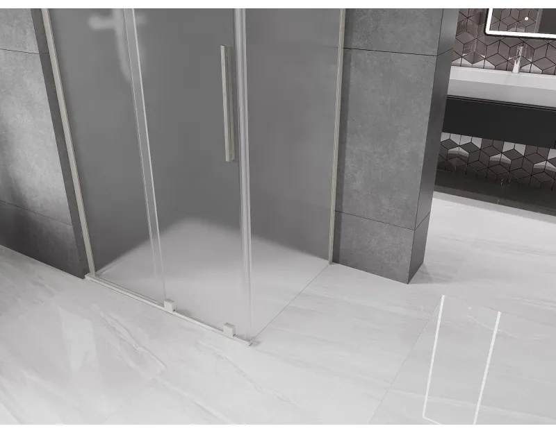 Mexen Velar L, sprchový kút s posuvnými dverami 100 x 90 cm, 8mm sklo námraza, brúsená oceľ, 871-100-090-33-97