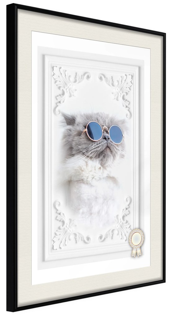 Artgeist Plagát - Cat with Glasses [Poster] Veľkosť: 30x45, Verzia: Čierny rám