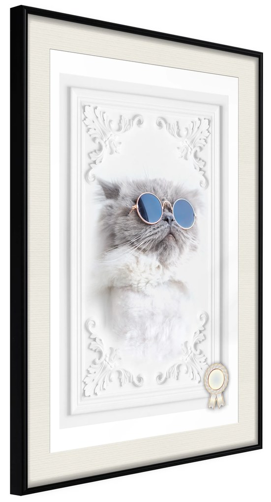 Artgeist Plagát - Cat with Glasses [Poster] Veľkosť: 30x45, Verzia: Zlatý rám