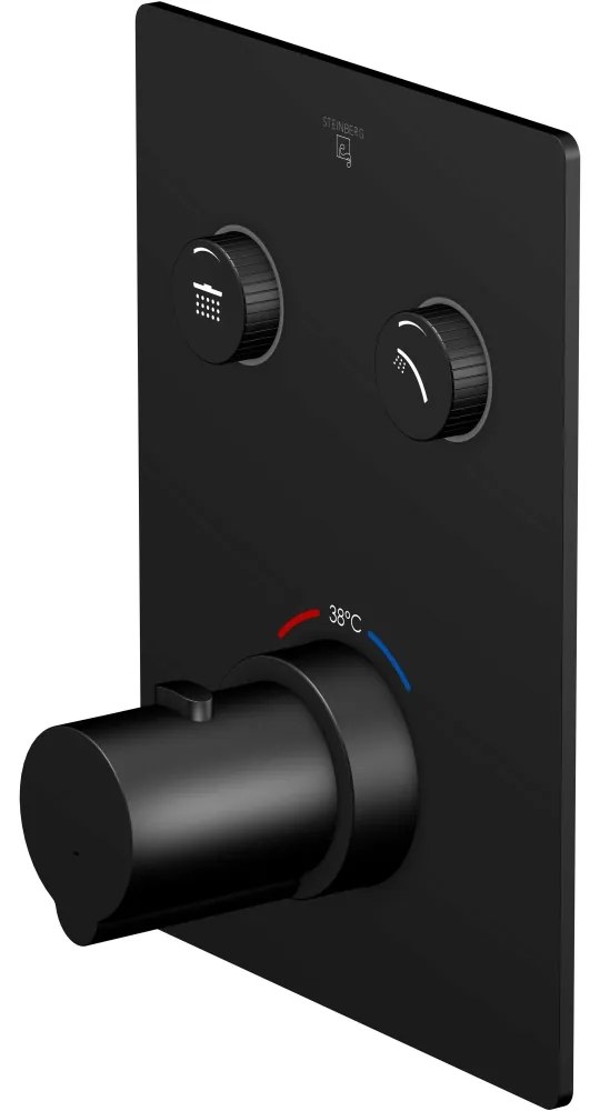 STEINBERG 390 termostatická batéria pod omietku, s funkciou pushtronic, pre 2 výstupy, matná čierna, 39042213S