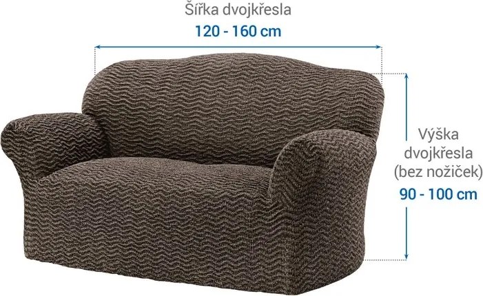Bielastické poťahy CRISTINA oriešková dvojkreslo (š. 120 - 160 cm)