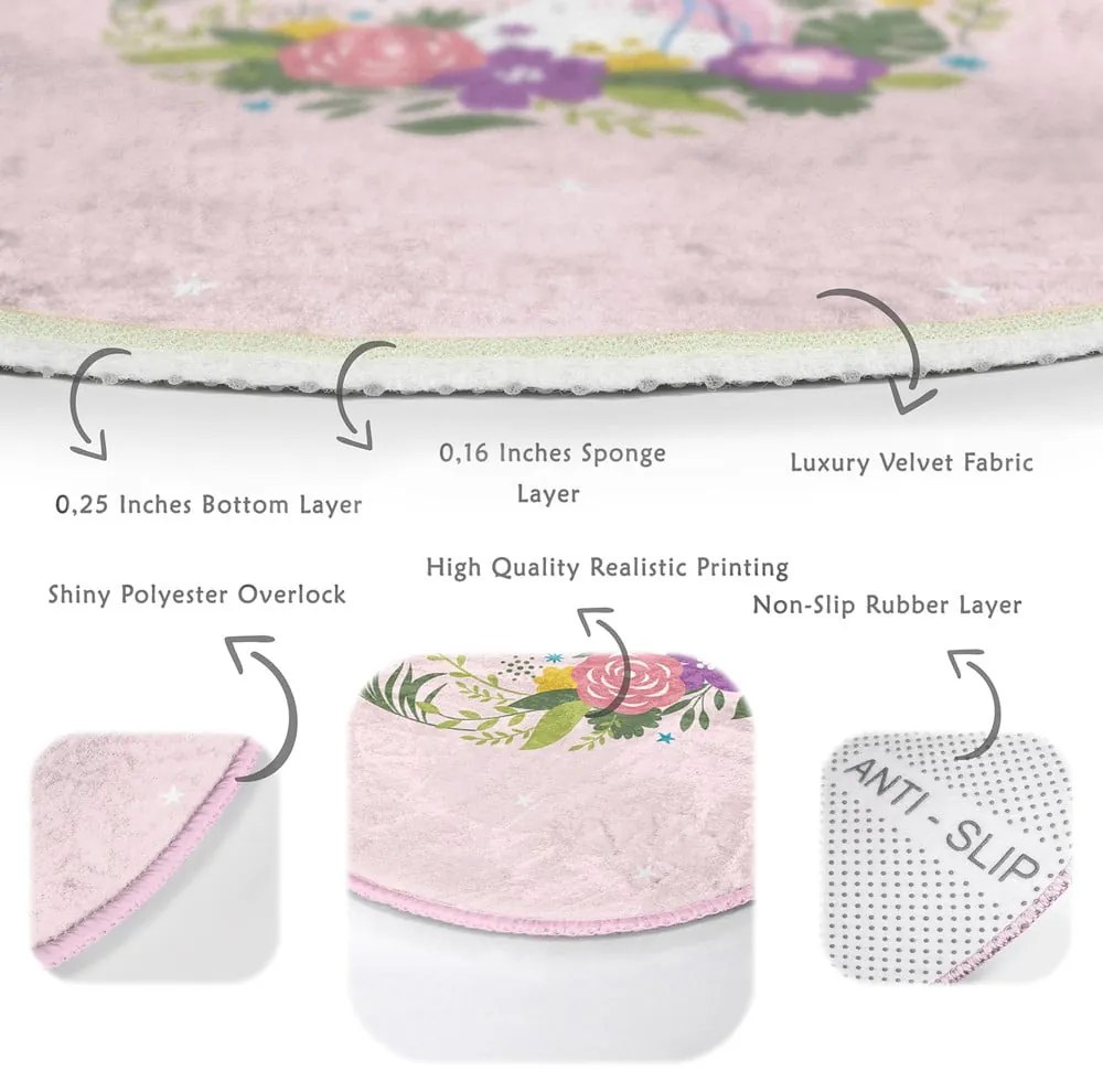 Ružový detský koberec ø 80 cm Comfort – Mila Home