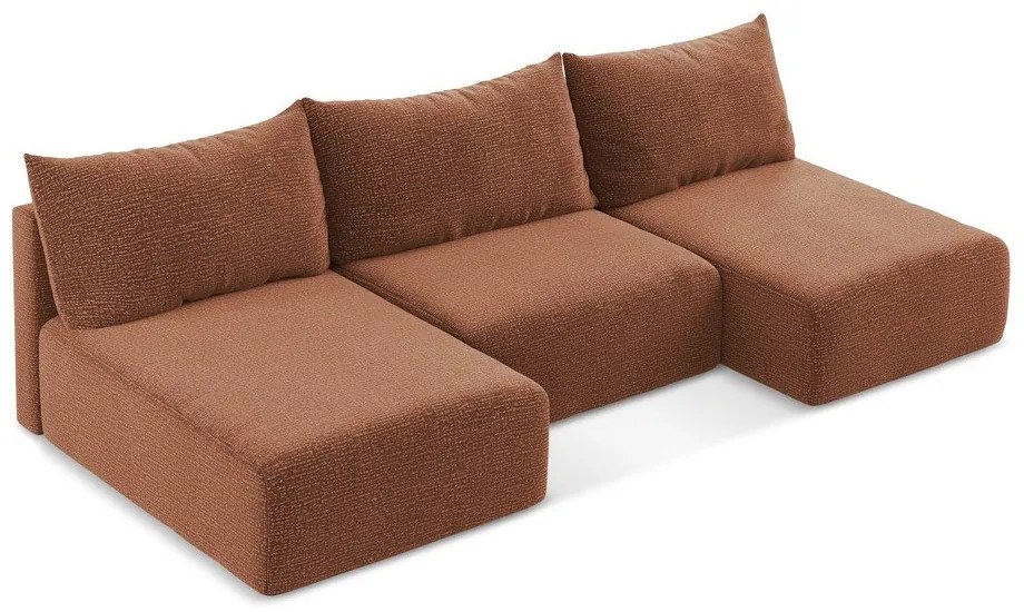 Rozkladacia/s úložným priestorom rohová pohovka v tehlovej farbe Kalena – Makamii