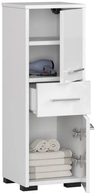 Kúpeľňová skrinka FIN 30 2D 1SZ 85 cm biela, lesk