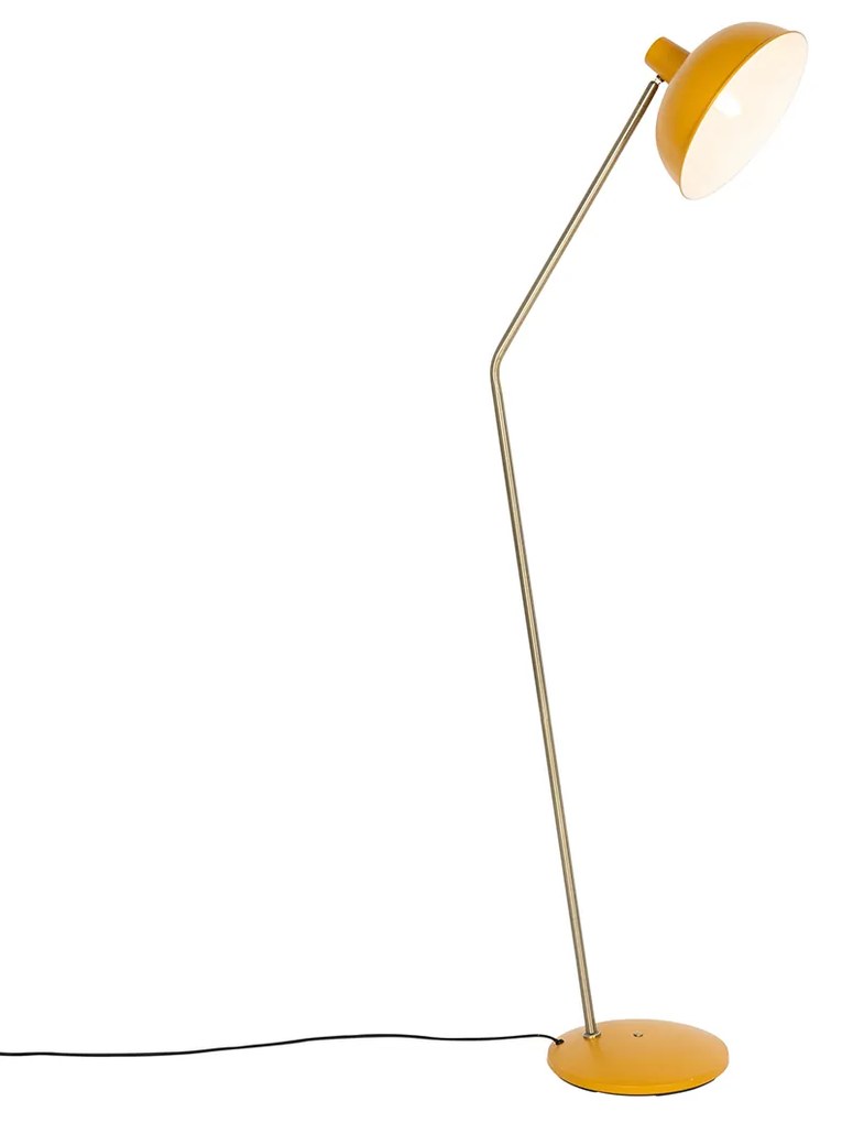 Retro stojaca lampa žltá s bronzom - Milou