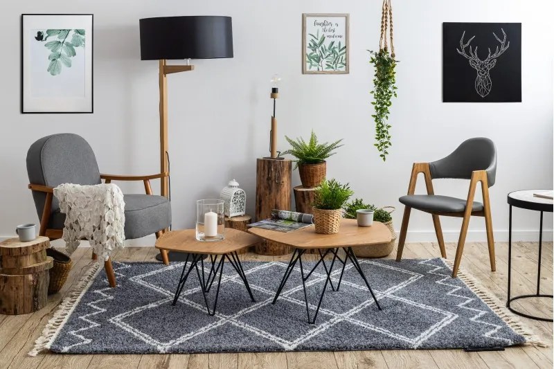 Dywany Łuszczów, Kusový koberec Berber Asila B5970 grey and white, 120x170, šedá, obývacia izba