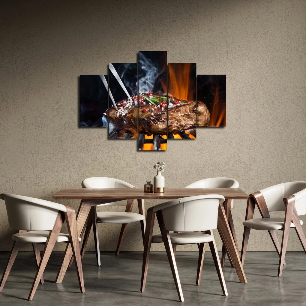 Obraz steaku na grile (150x105 cm)