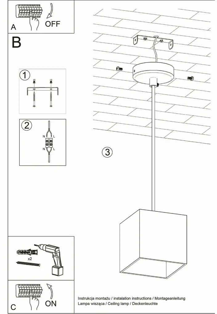 Závesné svietidlo Quad 1, 1x čierne kovové tienidlo
