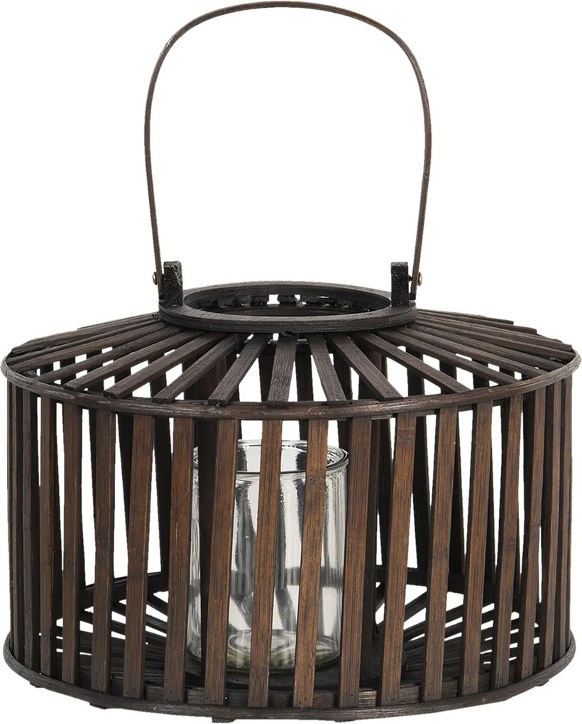 Drevená závesná lucerna Eudo - Ø 33 * 24 cm