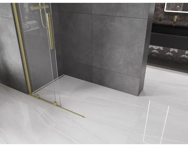 Mexen Velar, posuvné dvere typu Walk-in 70x200 cm, 8mm číre sklo, zlatá matná, 871-070-000-03-55
