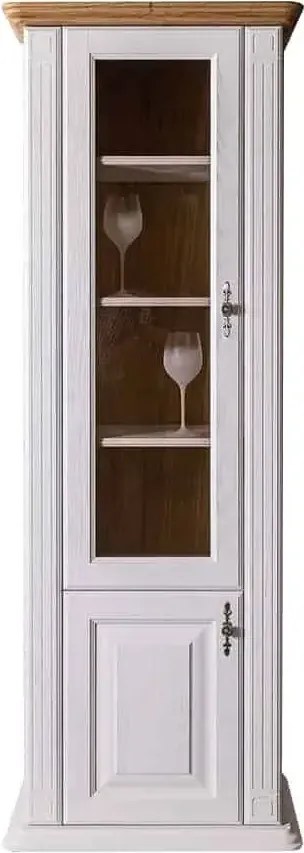 Biela vitrína na poháre z masívu s otváraním vľavo, 64x47x210 cm