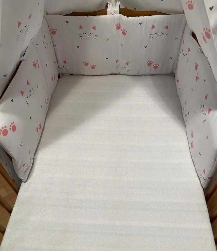 SDS -  SDS Mantinel do postieľky Mačičky biela Bavlna, výplň: Polyester, 195/28 cm