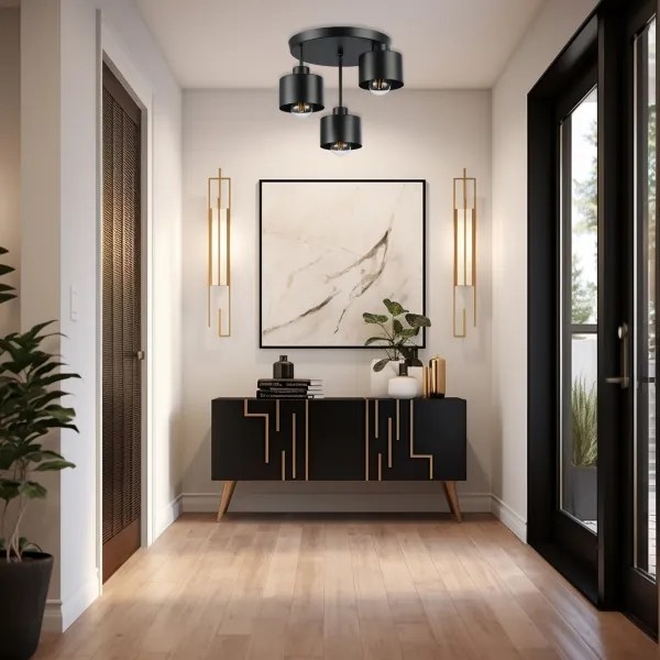 Luster na tyči 3xE27/35W/230V pr. 30 cm čierna