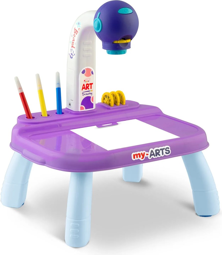 Ricokids Kreslicí projektor pro děti 3+, 32 obrázků, 6 popisovačů – fialový