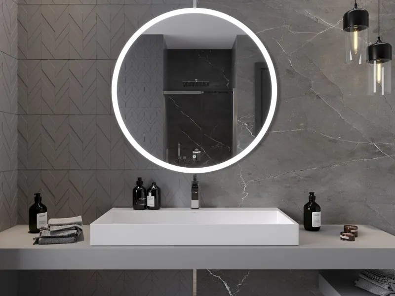 Mexen Oro, okrúhle LED podsvietené kúpeľňové zrkadlo 100 cm, 6000K, vykurovacia podložka proti zahmlievaniu, 9824-100-100-611-00