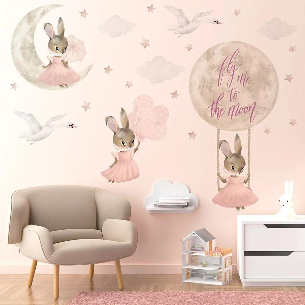 Gario Detská nálepka na stenu Pastel bunnies - zajačiky a husy