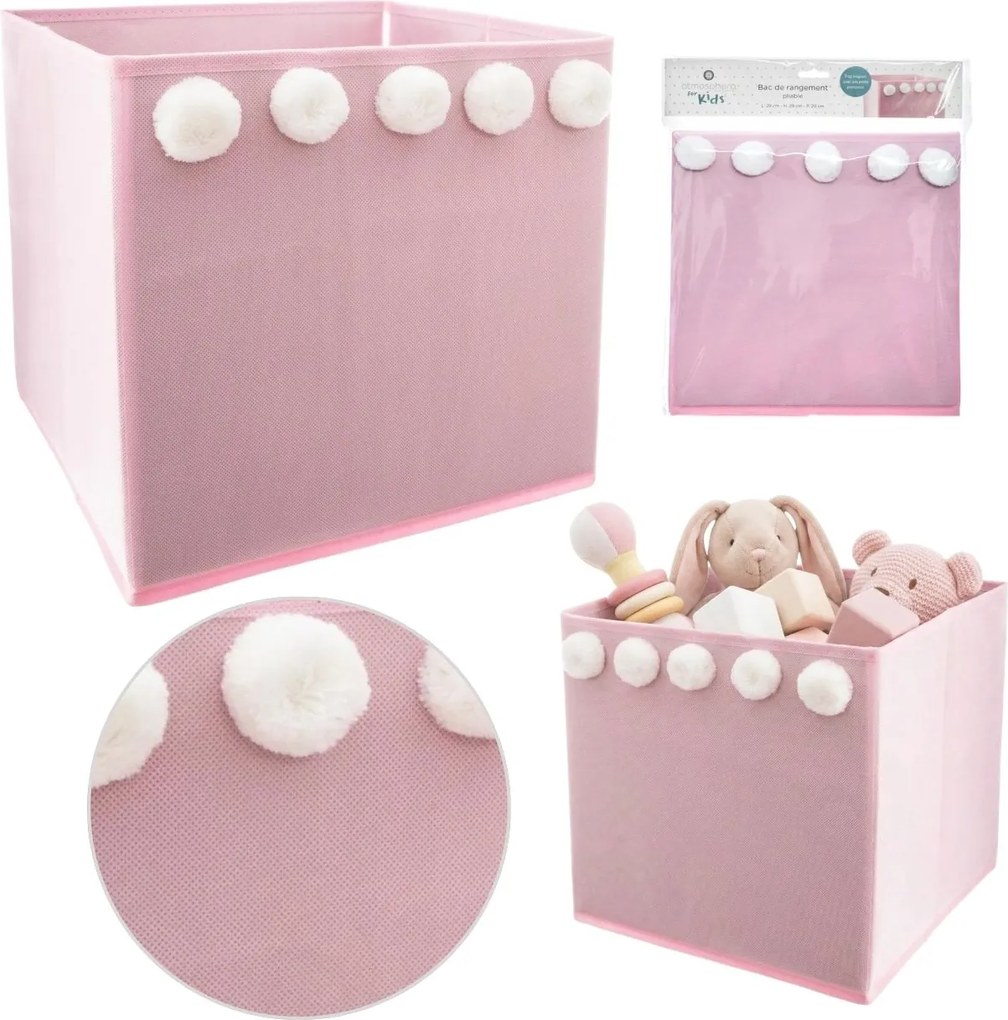 Úložný box Pompoms, 29x29x29 cm, ružová