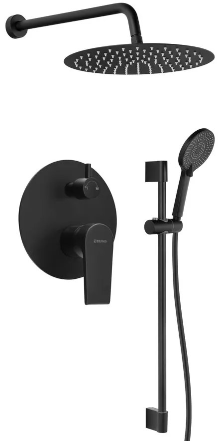 Sapho Sapho, KAI podomietkový sprchový set s pákovou batériou, otočný prepínač, 2 výstupy, čierna matná, KA43/15-04