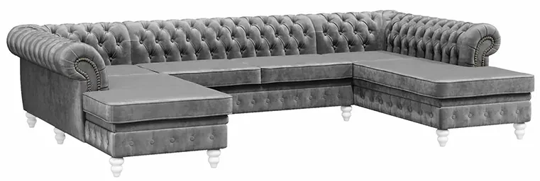 PROXIMA.store - Luxusná sedačka CHESTERFIELD LONG U FARBA NÔH: čierna, DRUH LÁTKY: TORRE - 17, FARBA OZDOBNÝCH ŠPENDLÍKOV: barok
