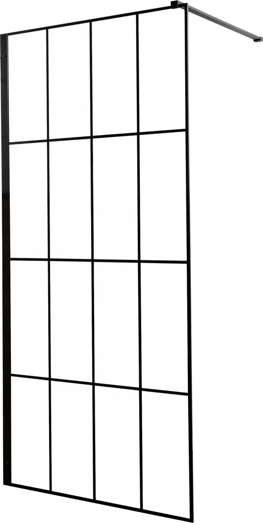 Novoterm Sprchová zastena Walk-in NV-Techno 100, čierna/transparent - bez vaničky