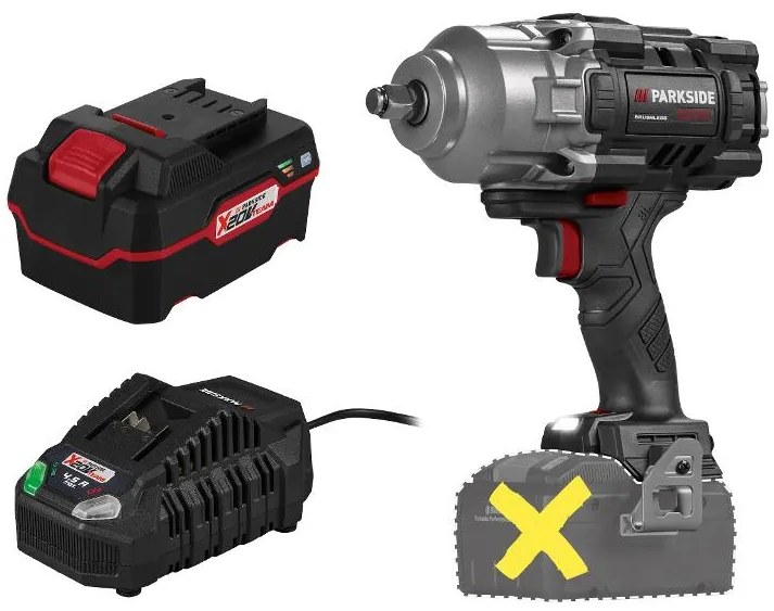 Parkside Performance®  Aku rázový uťahovák 20 V Passp 20-Li C4 + Akumulátor 20 V/4 Ah + Rýchlonabíjačka 20 V/4,5 A  (800011863)