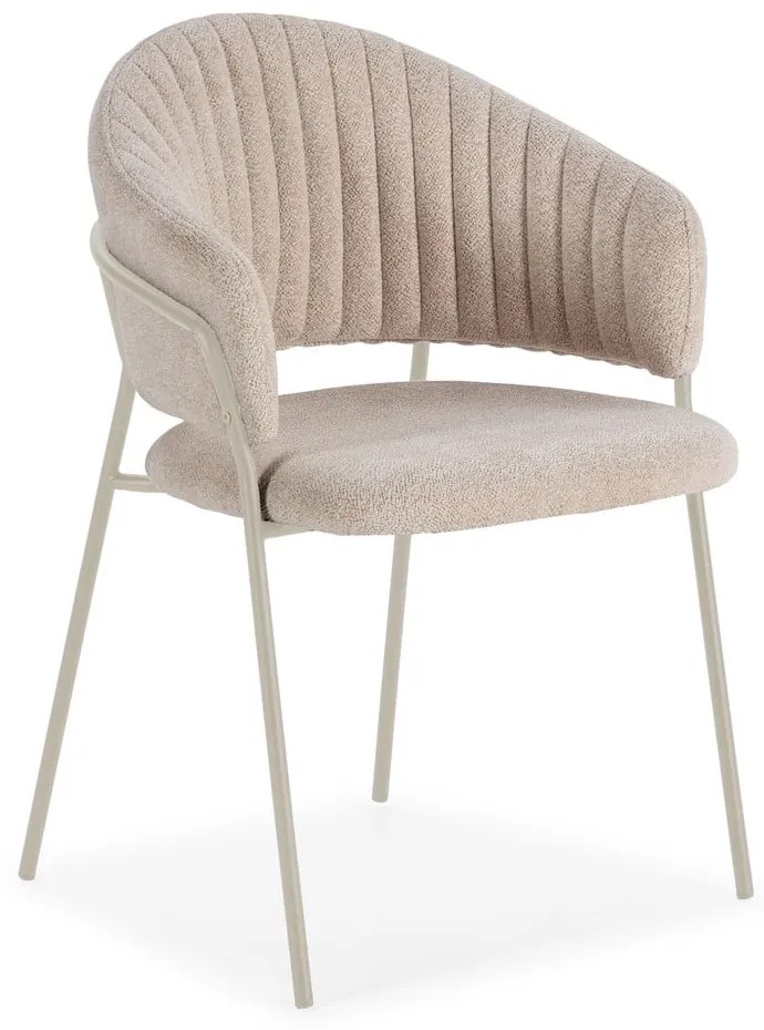 Béžové čalúnené jedálenské kreslá v súprave s podrúčkami 2 ks Leticia – Marckeric