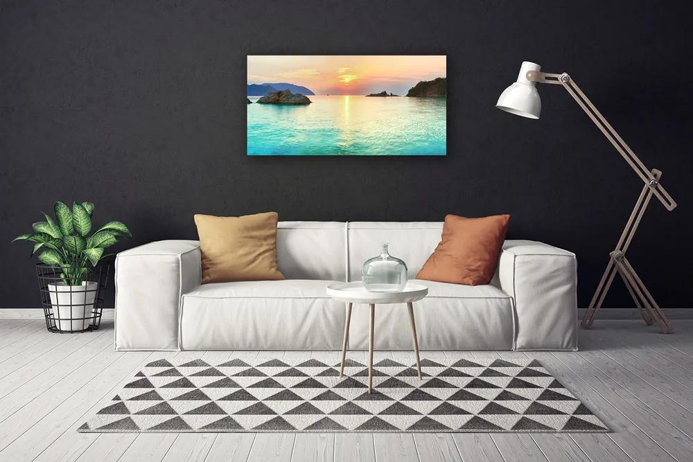 Obraz Canvas Slnko skaly more krajina 120x60 cm