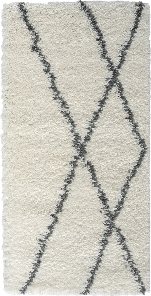 My Flair, Kusový koberec My Shaggy Raute creme, 60x90, čiernobiela, chodba / predsieň