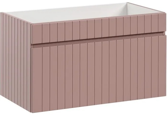 Kúpeľňová zostava Iconic 80 cm s umývadlom, skrinkami a zrkadlom ružová/biela