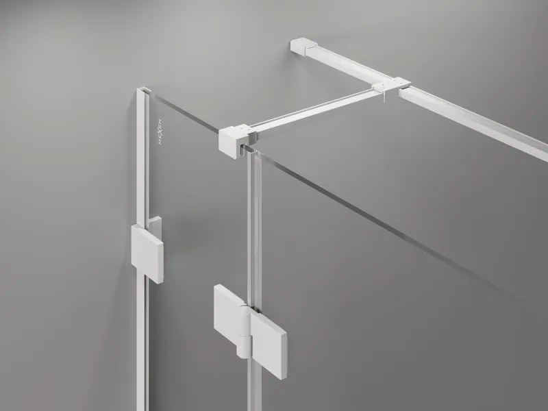 Mexen Lunar T, výklopný sprchový kút pravý 70 x 110 cm, 8mm číre sklo, biely profil, 834T-070-110-20-00-P