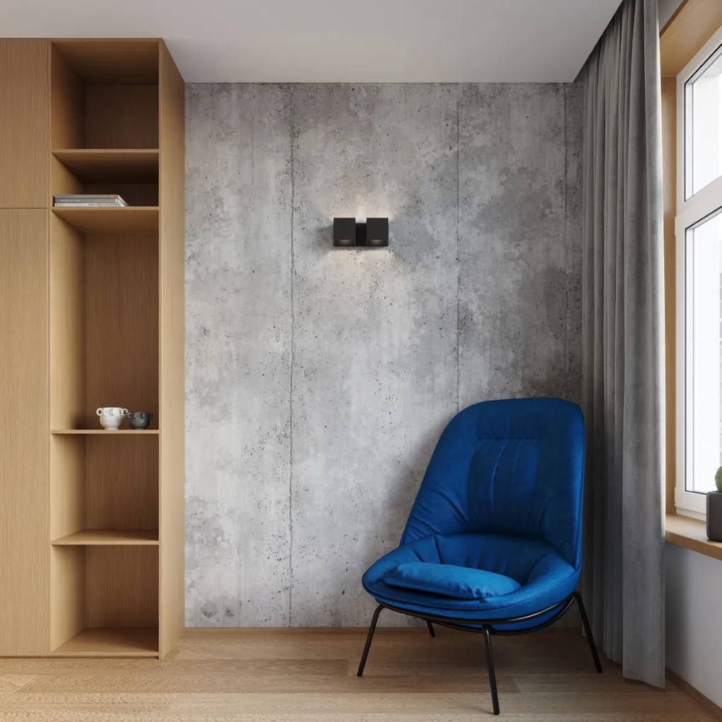 Nástenné svietidlo Quad, 2x čierne kovové tienidlo